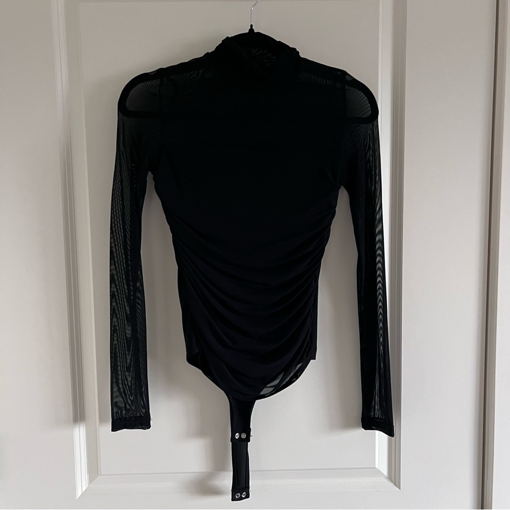 Black Mesh Long Sleeve Top